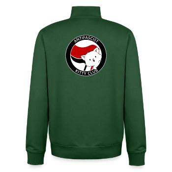 Antifascist Kitty Club Antifa Kawaii Cat - Sweat zippé unisexe en coton bio Stanley/Stella - vert bouteille - Dos - AI Model Male 185 dark (185cm)
