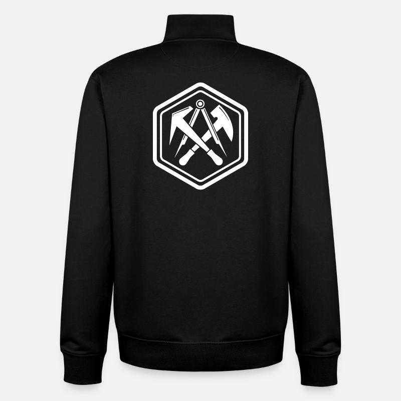 Tradition Dachdecker Zunftzeichen Sechseck Emblem - Unisex Organic Zip Sweatshirt von Stanley/Stella - Schwarz