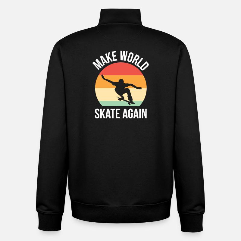 Make World Skate Again - Sweat zippé unisexe en coton bio Stanley/Stella - noir