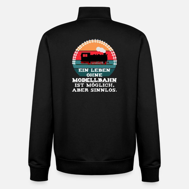 Modellbahn Eisenbahn Dampflok Spruch - Unisex Organic Zip Sweatshirt von Stanley/Stella - Schwarz