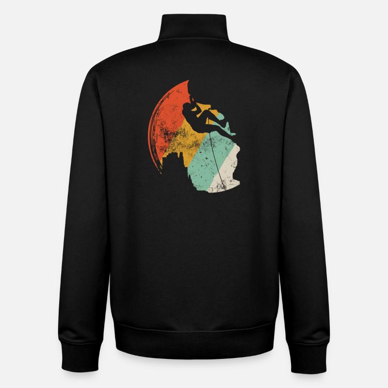 Sunset Surf Silhouette on Retro Arc - Unisex Organic Zip Sweatshirt by Stanley/Stella - black