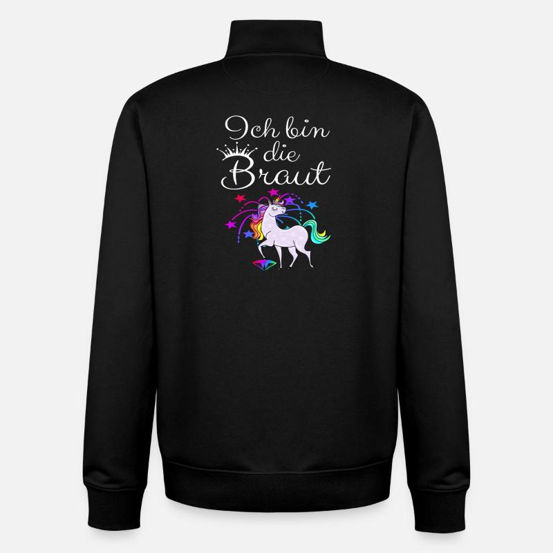 Einhorn "Ich bin die Braut" - Unisex Organic Zip Sweatshirt von Stanley/Stella - Schwarz