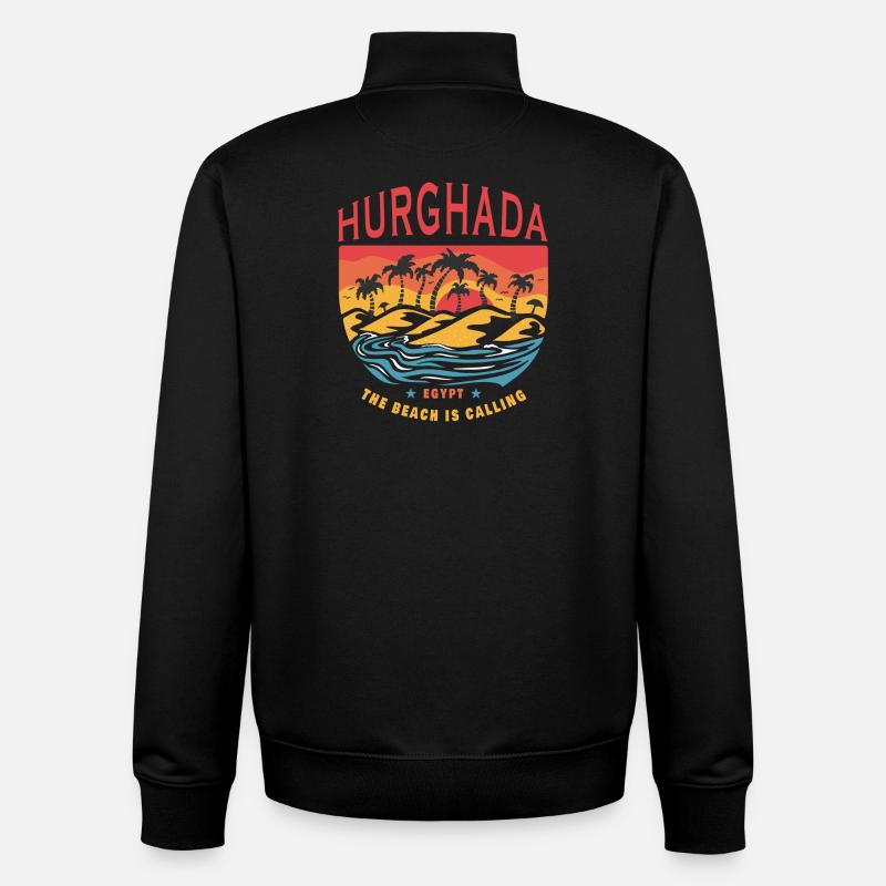Design de plage Hurghada Egypt - Sweat zippé unisexe en coton bio Stanley/Stella - noir