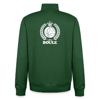 Boule King avec tenue de couronne pour pétanque et pétanque - Sweat zippé unisexe en coton bio Stanley/Stella - vert bouteille - Dos - AI Model Male 185 dark (185cm)