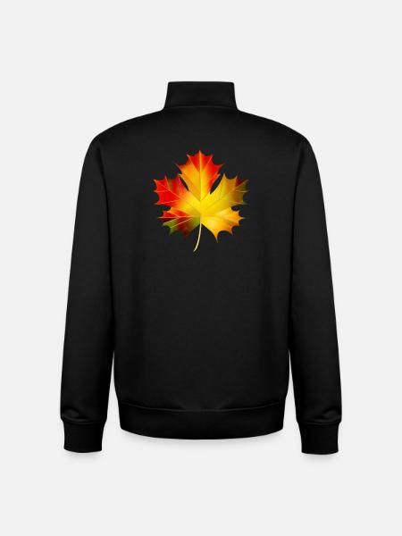 beautifully glowing autumn maple leaf - Unisex Organic Zip Sweatshirt by Stanley/Stella - black