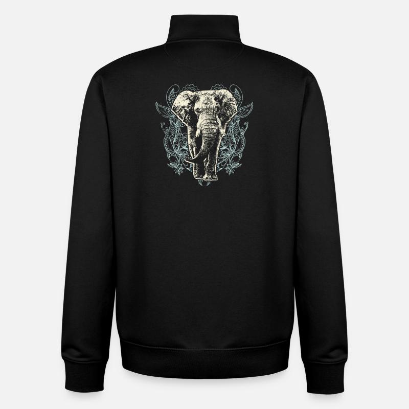Fleurs en dentelle éléphant - Sweat zippé unisexe en coton bio Stanley/Stella - noir