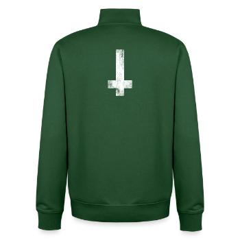 Satan Cross - Unisex Organic Zip Sweatshirt by Stanley/Stella - bottle green - Back - AI Model Male 185 dark (185cm)