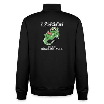 Bücher Drache Drachen - Unisex Organic Zip Sweatshirt von Stanley/Stella - Schwarz - Hinten - AI Model Male 185 light (185cm)