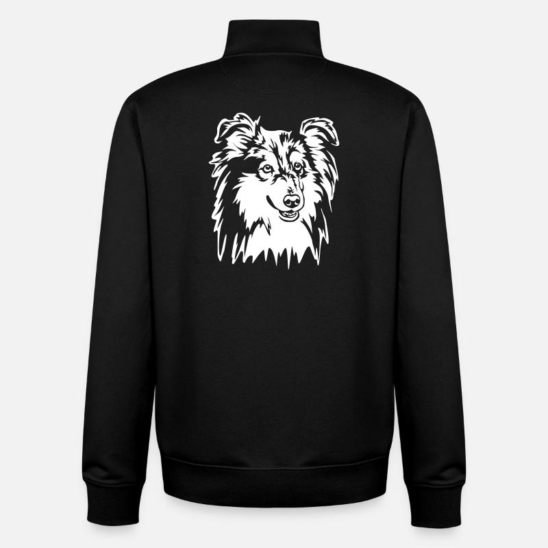 Sheltie Head "Black Edition" - Unisex Organic Zip Sweatshirt by Stanley/Stella - black