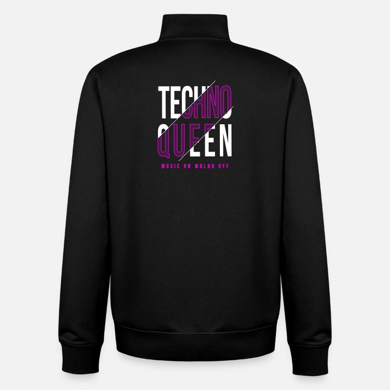 design techno queen - Sweat zippé unisexe en coton bio Stanley/Stella - noir
