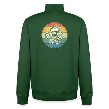 Cercle vintage cool pour les chefs passionnés - Sweat zippé unisexe en coton bio Stanley/Stella - vert bouteille - Dos - AI Model Male 185 dark (185cm)