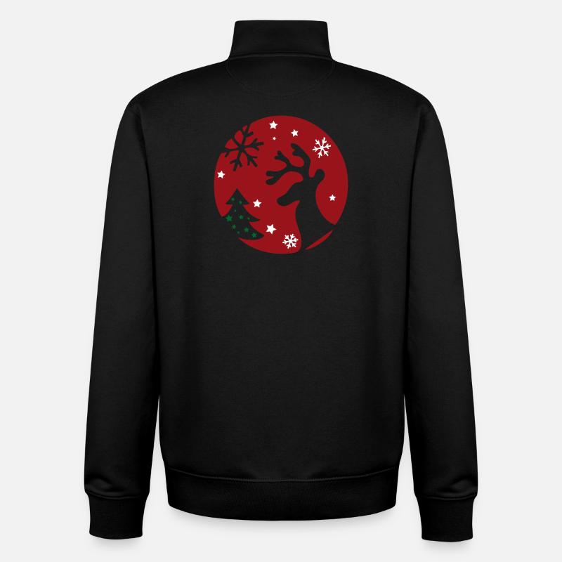 Noël, rennes, sapin de Noël - Sweat zippé unisexe en coton bio Stanley/Stella - noir