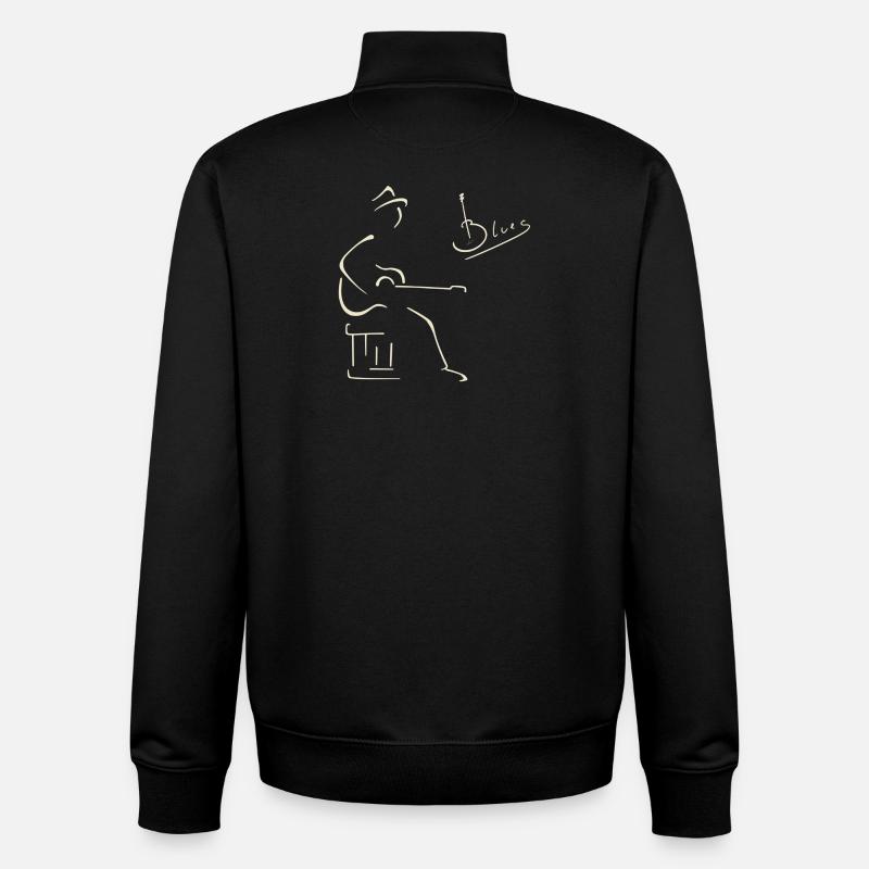 Guitariste blues - Sweat zippé unisexe en coton bio Stanley/Stella - noir