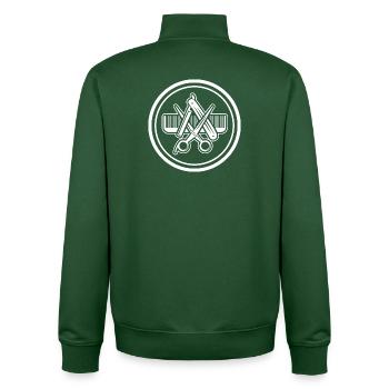 Simple hairdresser sign to design yourself - Unisex Organic Zip Sweatshirt by Stanley/Stella - bottle green - Back - AI Model Male 185 dark (185cm)