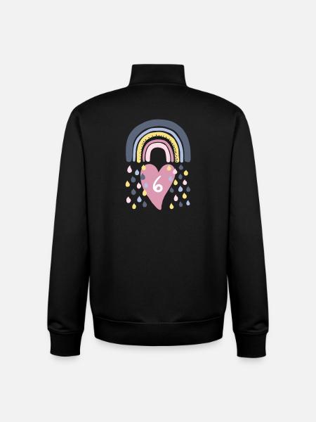 Rainbow 6th Birthday Kids - Unisex Organic Zip Sweatshirt by Stanley/Stella - black
