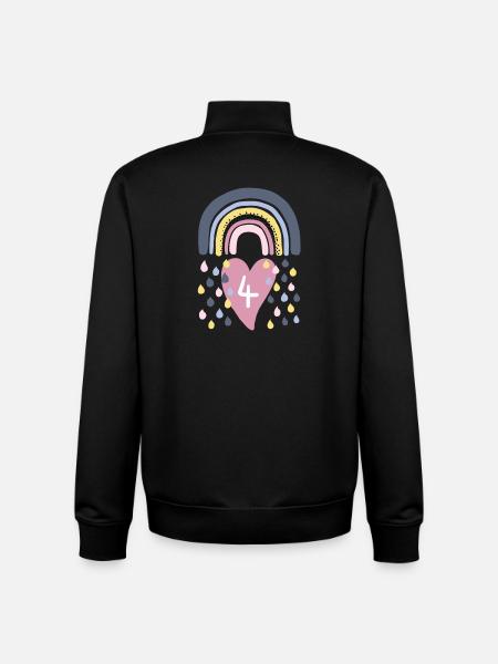 Rainbow 4th Birthday - Unisex Organic Zip Sweatshirt by Stanley/Stella - black