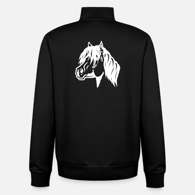 Portrait de poney blanc - Sweat zippé unisexe en coton bio Stanley/Stella - noir