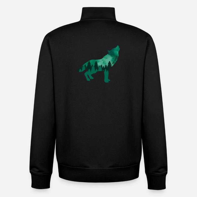 Climate Change Environmental Protection Wolf - Unisex Organic Zip Sweatshirt by Stanley/Stella - black