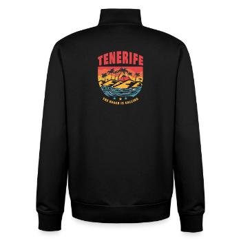 Tenerife beach design - Unisex Organic Zip Sweatshirt by Stanley/Stella - black - Back - AI Model Male 185 light (185cm)