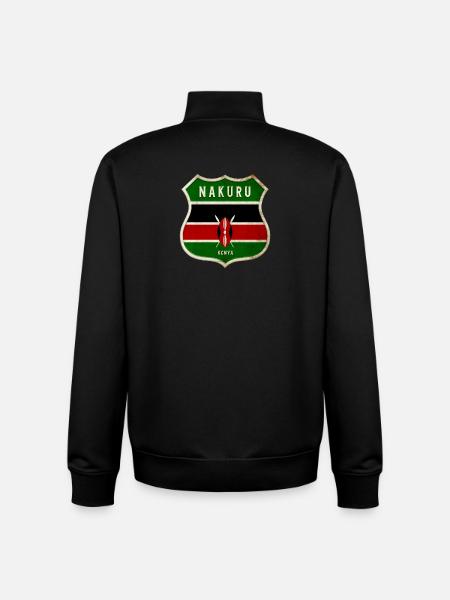 Nakuru Kenya Armoiries Drapeaux Design - Sweat zippé unisexe en coton bio Stanley/Stella - noir