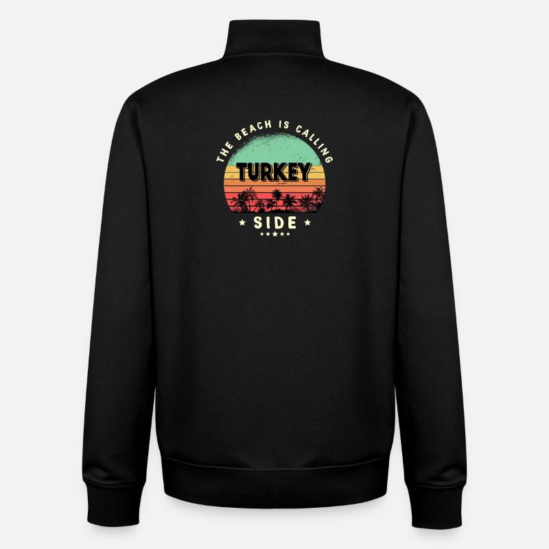 Design de plage Side Turkey - Sweat zippé unisexe en coton bio Stanley/Stella - noir