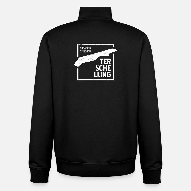 Terschelling | Island silhouette stamp design - Unisex Organic Zip Sweatshirt by Stanley/Stella - black