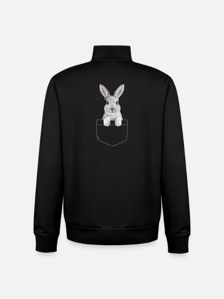 Rabbit Easter Flowers Rabbit Dad - Unisex Organic Zip Sweatshirt by Stanley/Stella - black