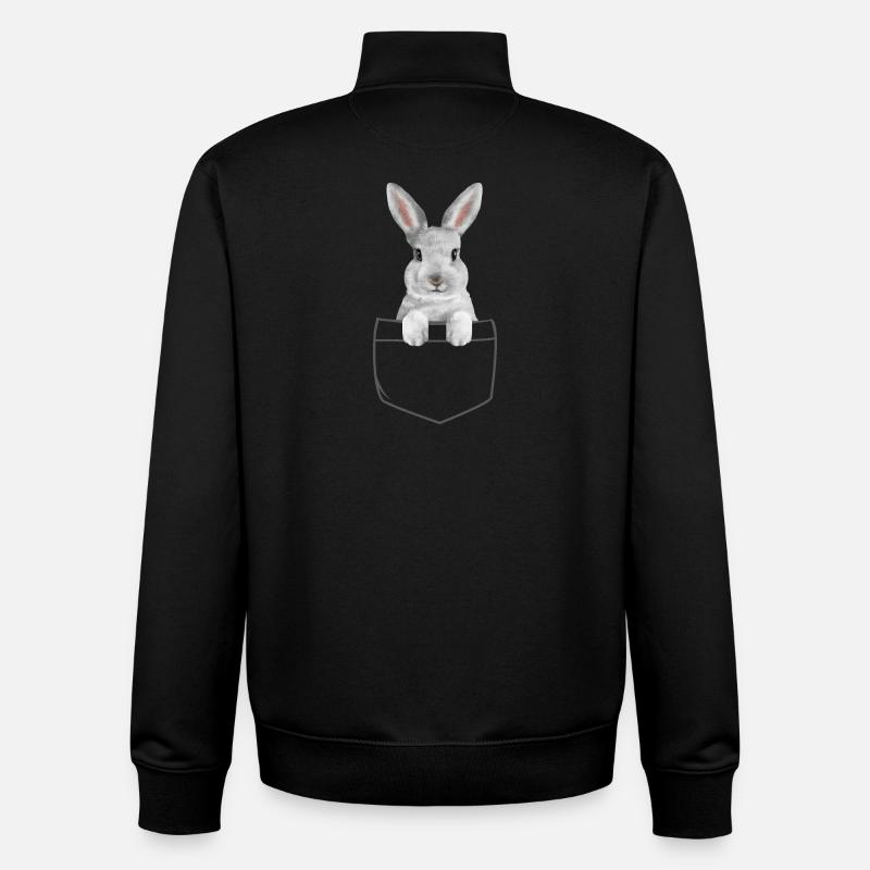 Rabbit Easter Flowers Rabbit Dad - Unisex Organic Zip Sweatshirt by Stanley/Stella - black