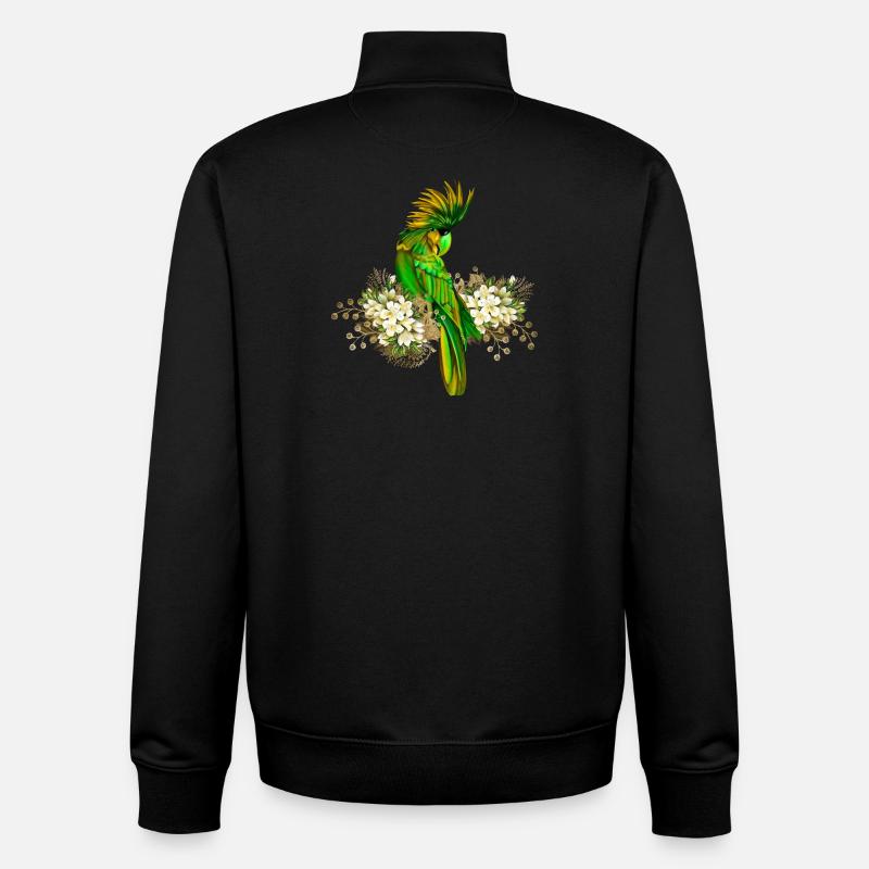 Cute parrot with flowers - Unisex Organic Zip Sweatshirt by Stanley/Stella - black