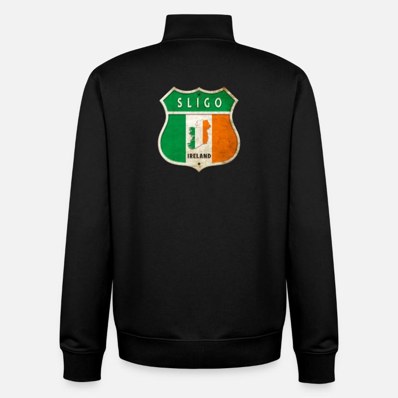 Sligo Irlande Armoiries Drapeaux Design - Sweat zippé unisexe en coton bio Stanley/Stella - noir