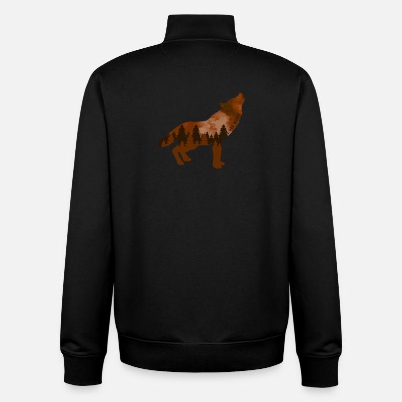 Climate Change Environmental Protection Wolf - Unisex Organic Zip Sweatshirt by Stanley/Stella - black