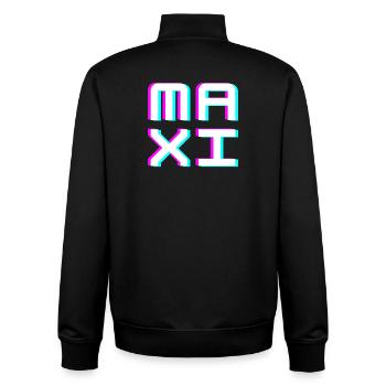 Maxi Glitch Name Tag Typography Shirt - Unisex Organic Zip Sweatshirt by Stanley/Stella - black - Back - AI Model Male 185 light (185cm)