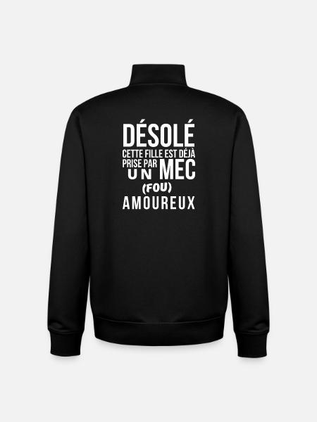 amoureux, amoureuse, fou amoureux - Sweat zippé unisexe en coton bio Stanley/Stella - noir