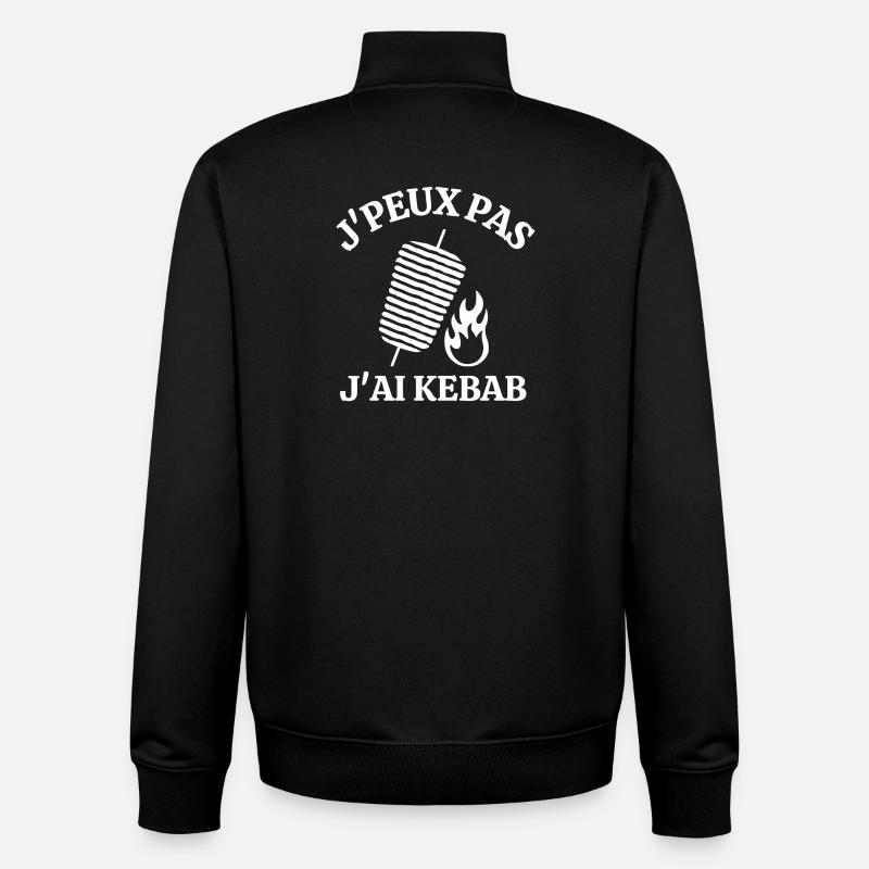 kebab, manger un kebab, KEBAB - Sweat zippé unisexe en coton bio Stanley/Stella - noir