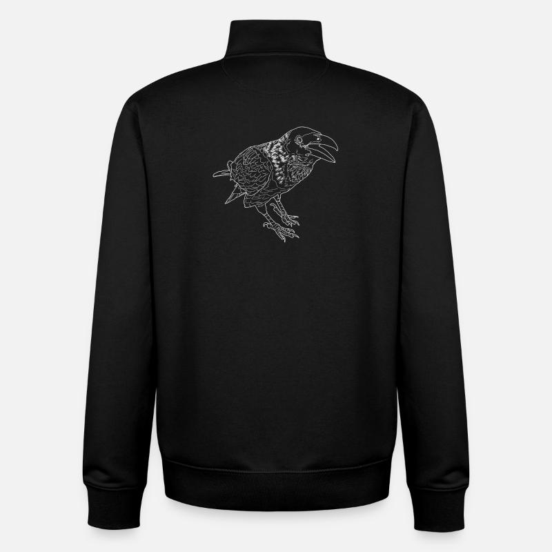 Crow linear - Unisex Organic Zip Sweatshirt by Stanley/Stella - black