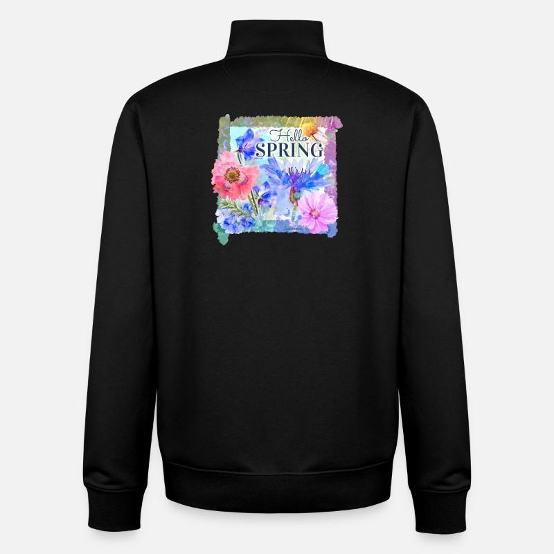 Frühlingsblumen | hello spring - Unisex Organic Zip Sweatshirt von Stanley/Stella - Schwarz