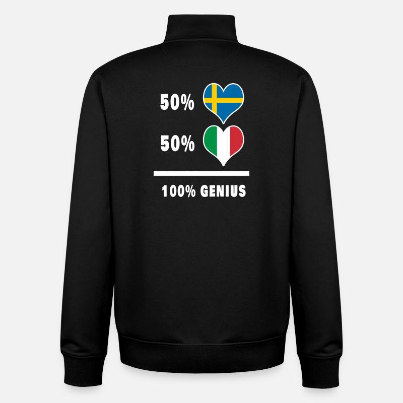 Italia y Suecia Genio / presente - Sudadera unisex con cremallera de algodón orgánico de Stanley/Stella - negro