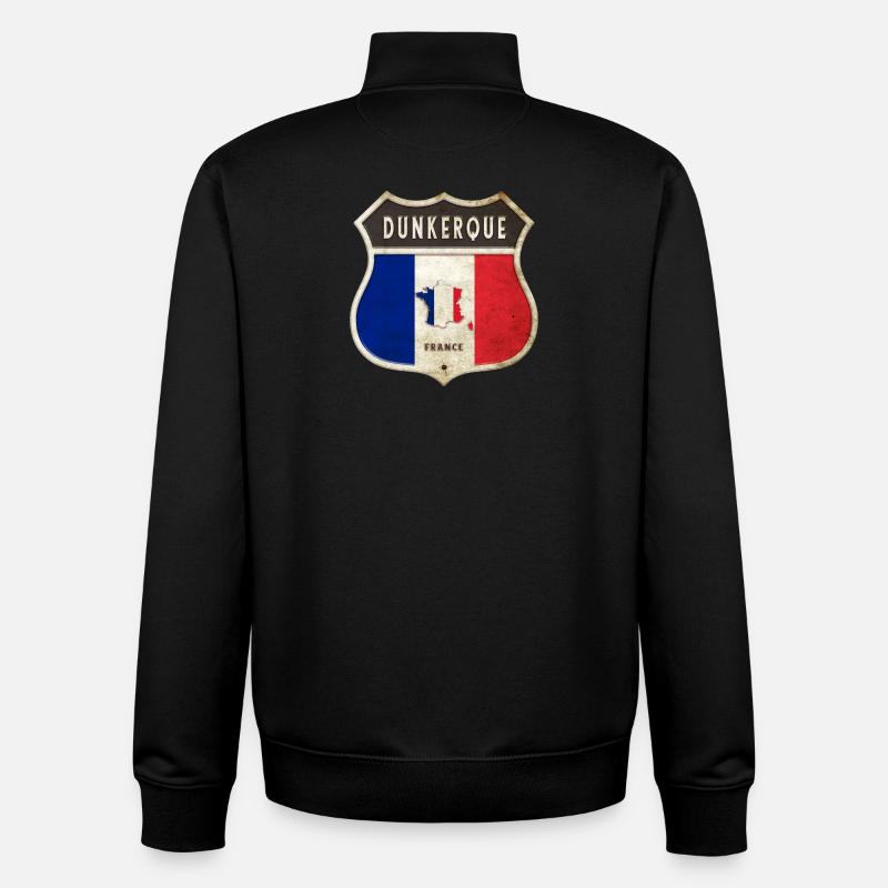 Dunkerque Frankreich Wappen Flaggen Design - Unisex Organic Zip Sweatshirt von Stanley/Stella - Schwarz
