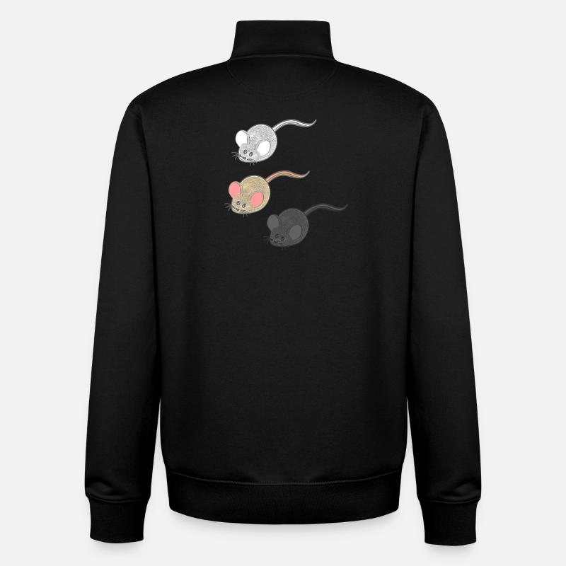 geschenkideen mäuse, Drei Mäuse, Mäuse Fan - Unisex Organic Zip Sweatshirt von Stanley/Stella - Schwarz