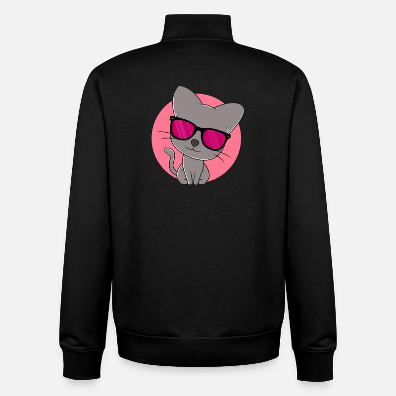 Süßes graues Kätzchen - Unisex Organic Zip Sweatshirt von Stanley/Stella - Schwarz