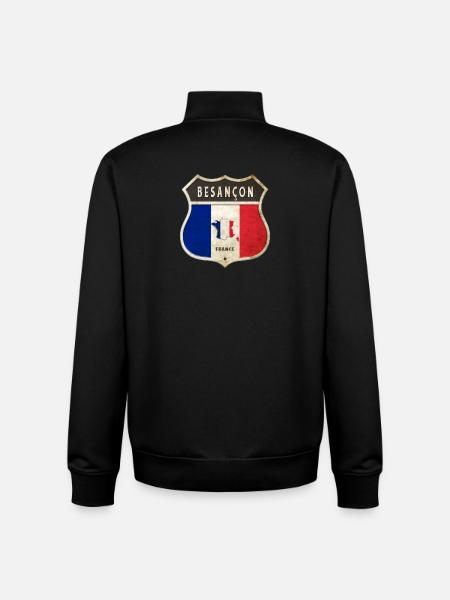 Besançon Frankrijk Wapenschild Vlaggen Ontwerp - Unisex sweater met rits van biologisch katoen Stanley/Stella - zwart