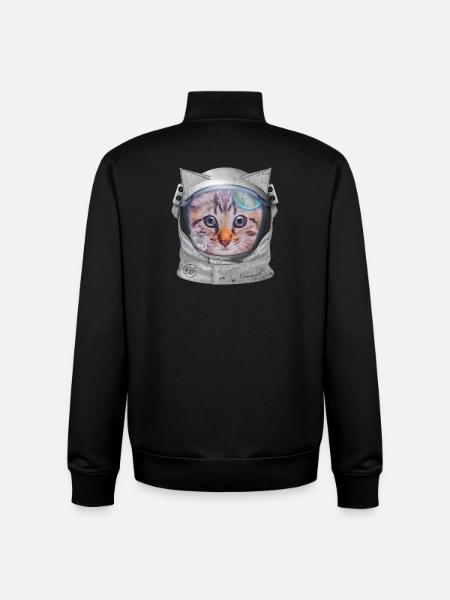 Chat dans l’espace - Sweat zippé unisexe en coton bio Stanley/Stella - noir