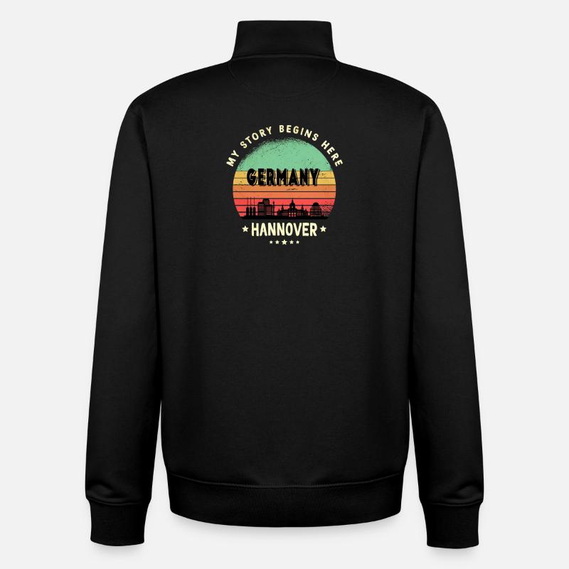 Hanovre Allemagne Skyline Design - Sweat zippé unisexe en coton bio Stanley/Stella - noir