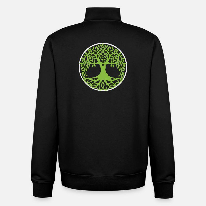 Mandala Arbre de Vie - Sweat zippé unisexe en coton bio Stanley/Stella - noir
