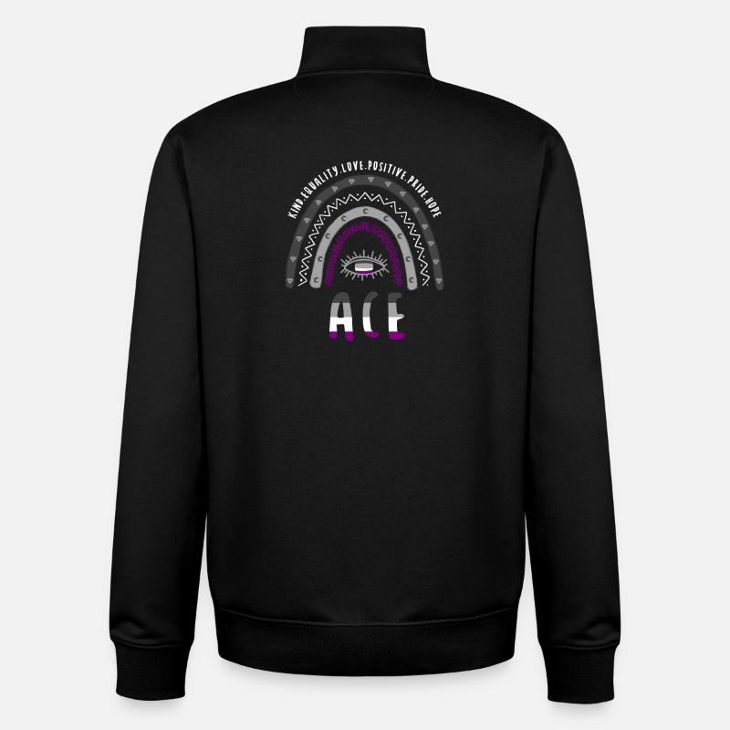 Boho Rainbow Ace Pride - Sweat zippé unisexe en coton bio Stanley/Stella - noir