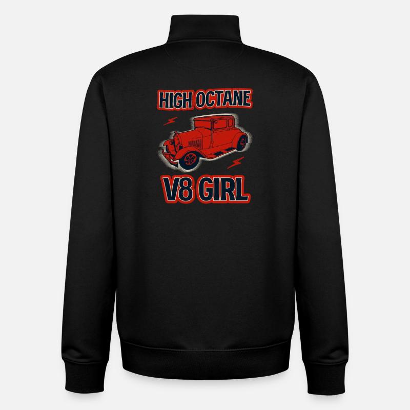 Fille V8 à haute intensité - Sweat zippé unisexe en coton bio Stanley/Stella - noir