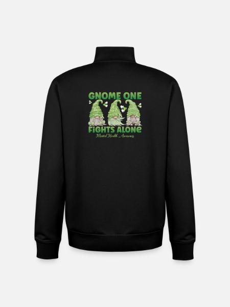 Gnome One Fights Alone Mental Health - Unisex Organic Zip Sweatshirt by Stanley/Stella - black
