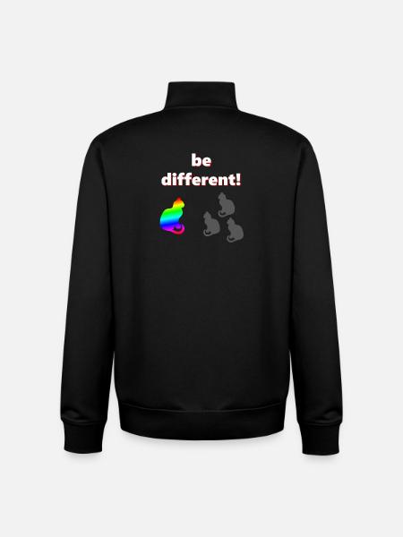 Be different, katzen Design, kluge Sprüche - Unisex Organic Zip Sweatshirt von Stanley/Stella - Schwarz