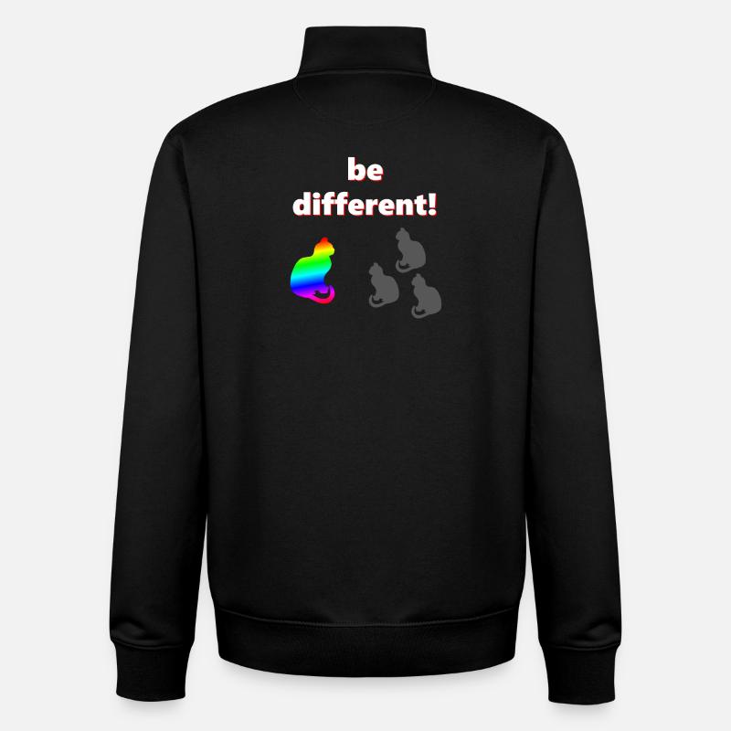 Be different, katzen Design, kluge Sprüche - Unisex Organic Zip Sweatshirt von Stanley/Stella - Schwarz