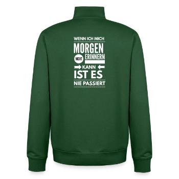 Junggesellenabschied Alkohol Saufspruch - Unisex Organic Zip Sweatshirt von Stanley/Stella - Flaschengrün - Hinten - AI Model Male 185 dark (185cm)